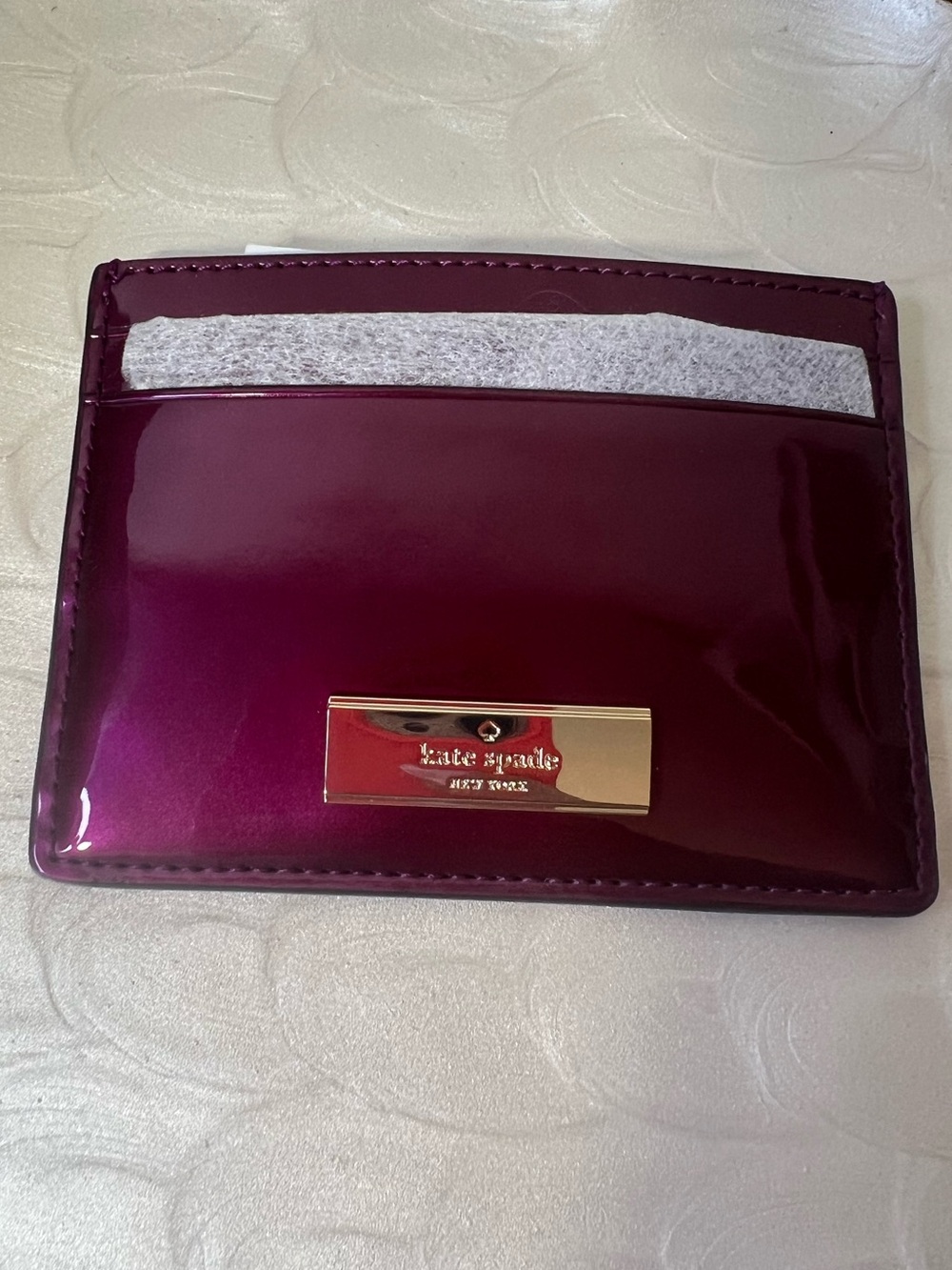 Kate Spade Kenzie Patent Slim Card Holder Dark Raspberry NIB - Picture 13 of 14